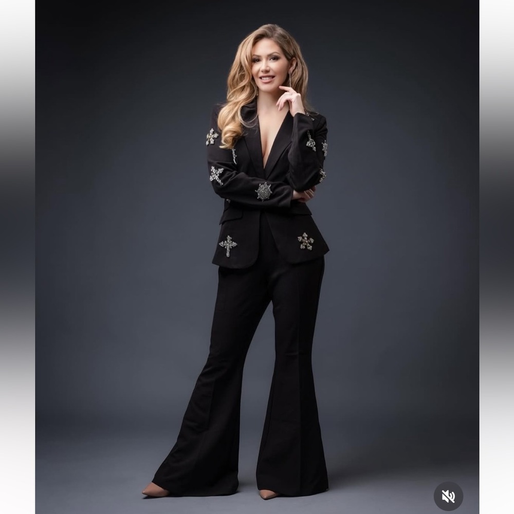 Elegant Black Embellished Women's Jumpsuit